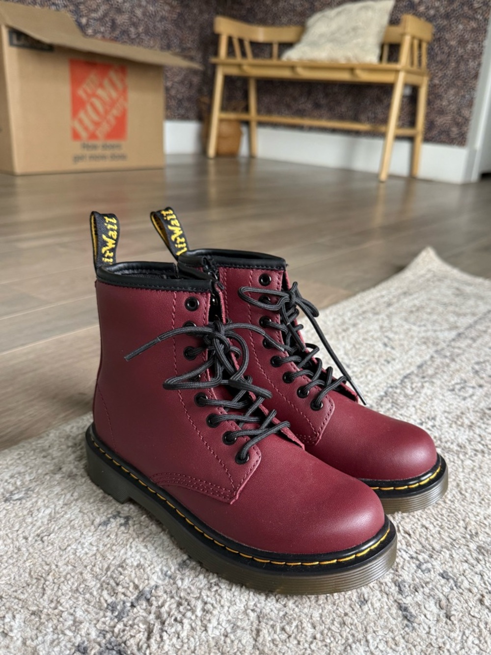 Dr. Martens Kid’s Lace-Up Boots in Cherry Red